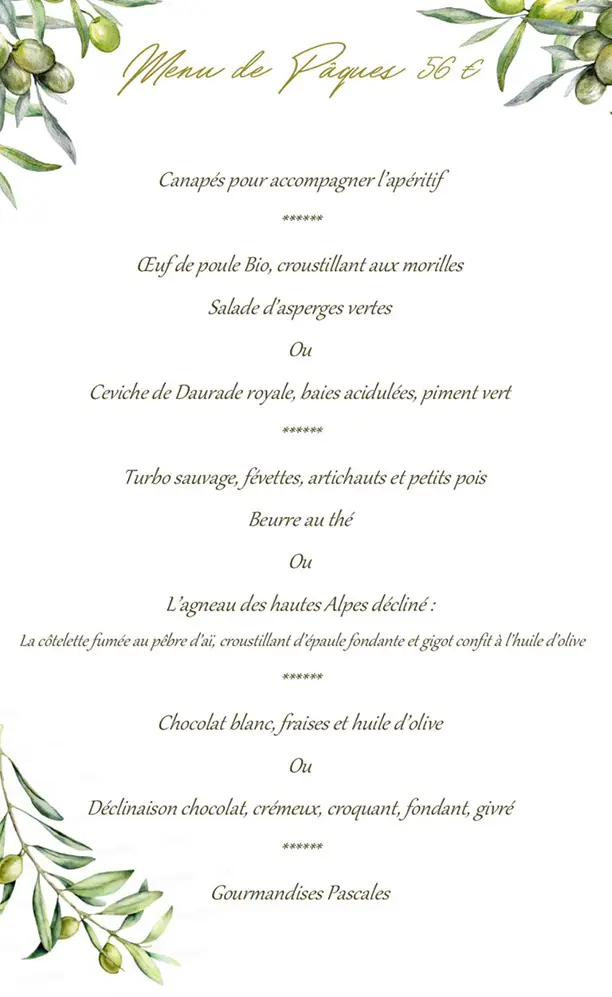 Menu de Pâques