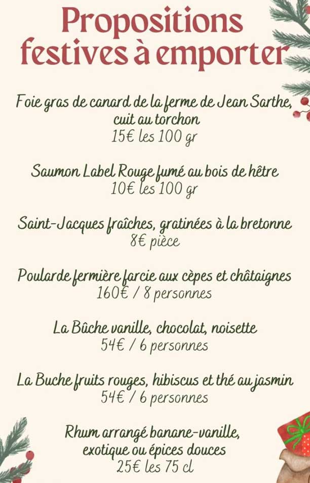 Propositions festives à emporter